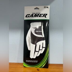 TOP FLITE GAMER White & Black Mens Golf Glove SIZE ML Cadet Left BRAND NEW